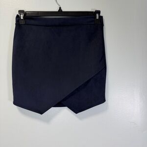 Newbury Kustom Asymmetrical Navy‎ Mini Faux Suede Skirt Sz Medium